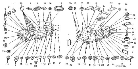 1993 LEGEND STD 4 DOOR 5MT GROMMET - PLUG diagram