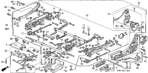 1994 LEGEND L 4 DOOR 5MT FRONT SEAT COMPONENTS (1) diagram