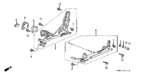 1993 LEGEND STD 4 DOOR 5MT FRONT SEAT COMPONENTS (2) diagram