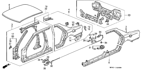 1994 LEGEND L 4 DOOR 5MT OUTER PANEL diagram 1994 LEGEND L 4 DOOR 5MT OUTER PANEL diagram