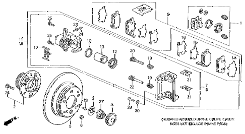 1992 LEGEND L*MOQUETTE 2 DOOR 5MT REAR BRAKE CALIPER diagram