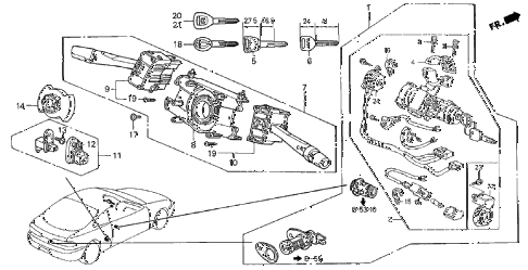 1994 INTEGRA RS 3 DOOR 4AT COMBINATION SWITCH diagram