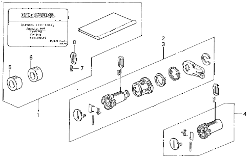 1996 INTEGRA LSSPECIAL 3 DOOR 5MT KEY CYLINDER KIT diagram
