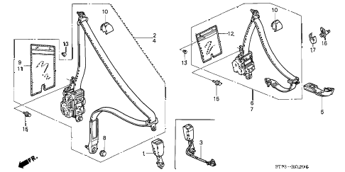 1998 INTEGRA TYPE-R 3 DOOR 5MT SEAT BELT diagram