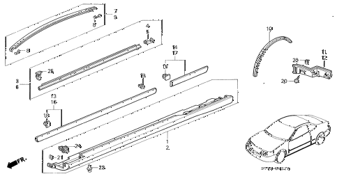 1999 INTEGRA LS 3 DOOR 5MT MOLDING - PROTECTOR diagram 1999 INTEGRA LS 3 DOOR 5MT MOLDING - PROTECTOR diagram