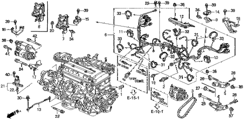 1994 INTEGRA GS-R 3 DOOR 5MT ENGINE WIRE HARNESS - CLAMP (2) diagram