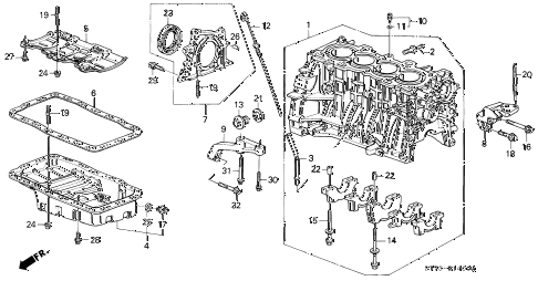 1998 INTEGRA RS 3 DOOR 5MT CYLINDER BLOCK - OIL PAN (1) diagram