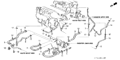 1996 INTEGRA GS-R 3 DOOR 5MT WATER HOSE (3) diagram