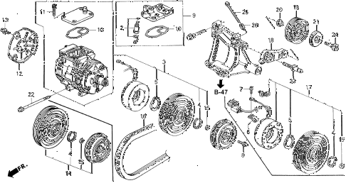 1994 INTEGRA RS 3 DOOR 4AT A/C COMPRESSOR (DENSO) (2) diagram
