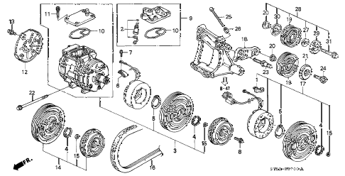 1998 INTEGRA RS 3 DOOR 5MT A/C COMPRESSOR (DENSO) (1) diagram