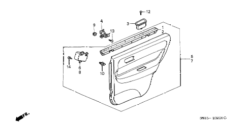 1997 INTEGRA LS 4 DOOR 4AT REAR DOOR LINING diagram 1997 INTEGRA LS 4 DOOR 4AT REAR DOOR LINING diagram