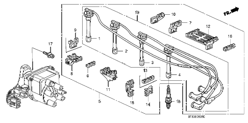 2000 INTEGRA GSLEATHER 4 DOOR 4AT HIGH TENSION CORD - SPARK PLUG diagram