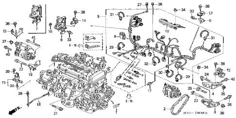 1997 INTEGRA GSLEATHER 4 DOOR 4AT ENGINE WIRE HARNESS - CLAMP (1) diagram