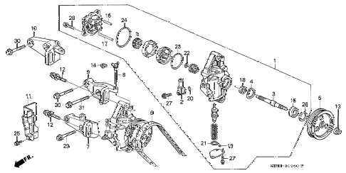 1997 INTEGRA GSLEATHER 4 DOOR 4AT P.S. PUMP - BRACKET (1) diagram