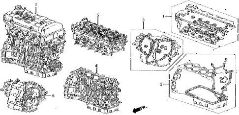 1998 INTEGRA LS 4 DOOR 5MT GASKET KIT - ENGINE ASSY.  - TRANSMISSION ASSY. diagram