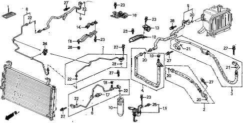 1995 INTEGRA RS 4 DOOR 4AT A/C HOSES - PIPES (2) diagram