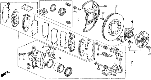 1997 TL PRE2.5 4 DOOR 4AT FRONT BRAKE diagram