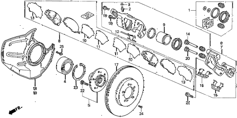 1997 TL PRE3.2 4 DOOR 4AT FRONT BRAKE (V6) diagram