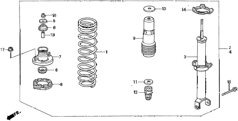 1997 TL PRE3.2 4 DOOR 4AT REAR SHOCK ABSORBER diagram