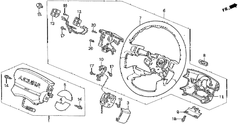 1998 TL PRE2.5 4 DOOR 4AT STEERING WHEEL diagram