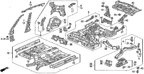 1996 TL PRE3.2 4 DOOR 4AT INNER PANEL (V6) diagram 1996 TL PRE3.2 4 DOOR 4AT INNER PANEL (V6) diagram
