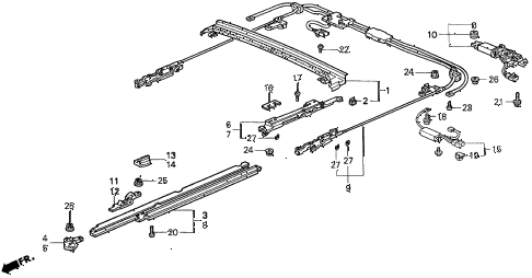 1997 CL BAS2.2 2 DOOR 4AT ROOF SLIDE COMPONENTS diagram