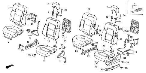 1999 CL PRE2.3 2 DOOR 5MT FRONT SEAT (1) diagram