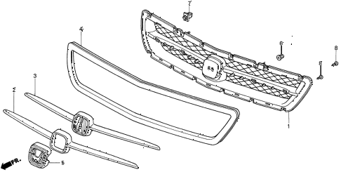 1997 CL BAS2.2 2 DOOR 4AT FRONT GRILLE (1) diagram 1997 CL BAS2.2 2 DOOR 4AT FRONT GRILLE (1) diagram