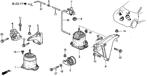 1998 CL BAS3.0 2 DOOR 4AT ENGINE MOUNT (3) diagram