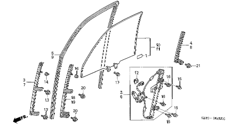 2003 RLNAVIGATION 4 DOOR 4AT FRONT DOOR WINDOW diagram 2003 RLNAVIGATION 4 DOOR 4AT FRONT DOOR WINDOW diagram
