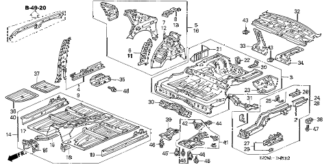 2004 RLNAVIGATION 4 DOOR 4AT INNER PANEL diagram 2004 RLNAVIGATION 4 DOOR 4AT INNER PANEL diagram