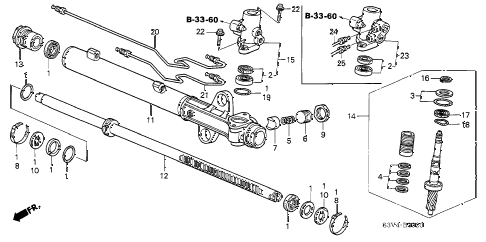 2002 MDX STD 5 DOOR 5AT P.S. GEAR BOX COMPONENTS diagram