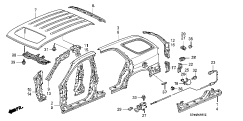 2005 MDX PREM 5 DOOR 5AT OUTER PANEL - ROOF PANEL (PLASMA STYLE PANEL) diagram