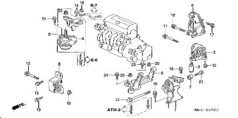 2003 RSX BASELEATHER 3 DOOR 5AT ENGINE MOUNTS (AT) diagram