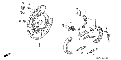 2004 TL BASENAVIGATION 4 DOOR 5AT PARKING BRAKE SHOE diagram