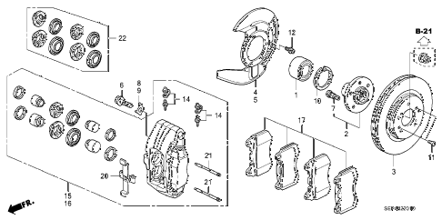 2007 TL TYPE-SSUMMER TIRE 4 DOOR 6MT FRONT BRAKE (2) diagram