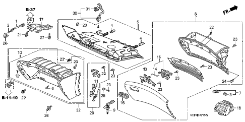 2005 TL SPORTNAVIGATION 4 DOOR 6MT INSTRUMENT PANEL GARNISH (PASSENGER SIDE) diagram