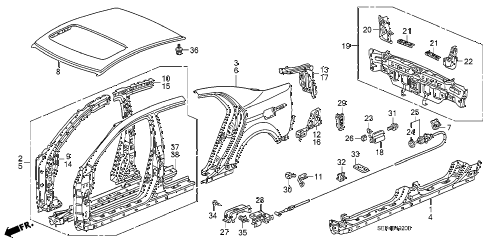 2006 TL SPORTSUMMER TIRE 4 DOOR 6MT OUTER PANEL - REAR PANEL diagram 2006 TL SPORTSUMMER TIRE 4 DOOR 6MT OUTER PANEL - REAR PANEL diagram