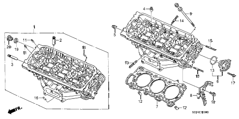 2006 TL SPORTSUMMER TIRE 4 DOOR 6MT FRONT CYLINDER HEAD diagram