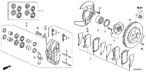2008 TL TYPE-SSUMMER TIRE 4 DOOR 6MT FRONT BRAKE (2) diagram