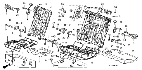 2008 RDX TECH 5 DOOR 5AT REAR SEAT COMPONENTS diagram 2008 RDX TECH 5 DOOR 5AT REAR SEAT COMPONENTS diagram