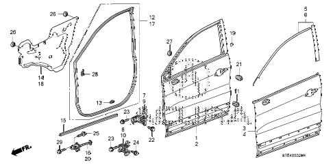 2007 RDX TECH 5 DOOR 5AT FRONT DOOR PANELS diagram