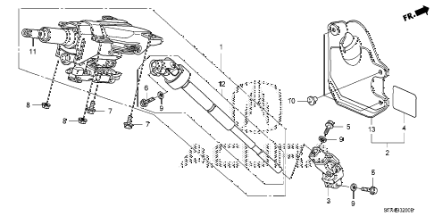 2008 MDX SPORTPOWER TAILGATE 5 DOOR 5AT STEERING COLUMN diagram