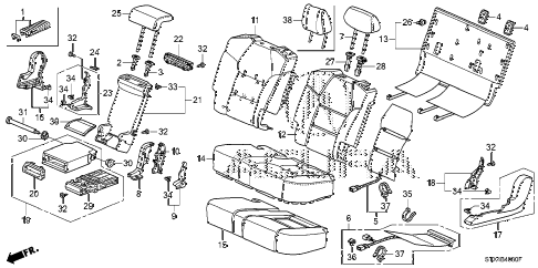2008 MDX TECHPOWER TAILGATE 5 DOOR 5AT MIDDLE SEAT (L.) diagram 2008 MDX TECHPOWER TAILGATE 5 DOOR 5AT MIDDLE SEAT (L.) diagram