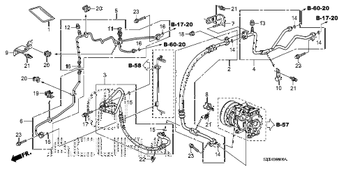 2008 MDX TECHPOWER TAILGATE 5 DOOR 5AT A/C HOSES - PIPES diagram