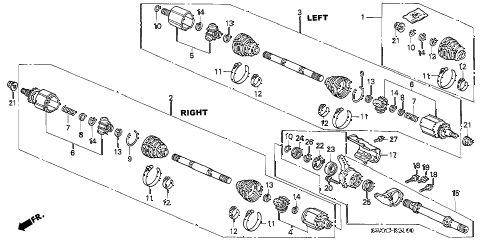 2004 NSX-T 2 DOOR 6MT REAR DRIVESHAFT - HALF SHAFT diagram