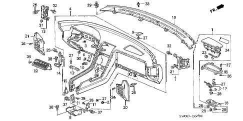 2003 NSX-T 2 DOOR 4AT INSTRUMENT PANEL diagram 2003 NSX-T 2 DOOR 4AT INSTRUMENT PANEL diagram