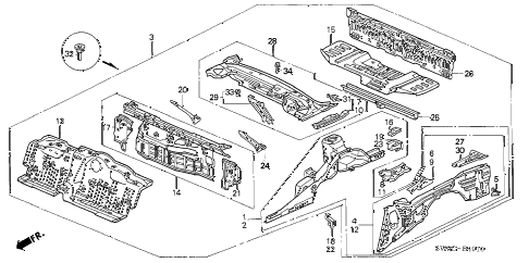 2003 NSX-T 2 DOOR 6MT REAR PANEL diagram 2003 NSX-T 2 DOOR 6MT REAR PANEL diagram
