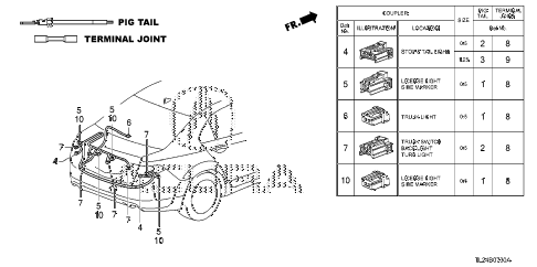 2010 TSX 4 DOOR 6MT ELECTRICAL CONNECTOR (RR.) diagram 2010 TSX 4 DOOR 6MT ELECTRICAL CONNECTOR (RR.) diagram