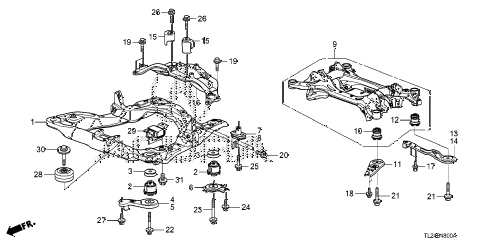 2010 TSX 4 DOOR 5AT FRONT SUB FRAME - REAR BEAM diagram 2010 TSX 4 DOOR 5AT FRONT SUB FRAME - REAR BEAM diagram
